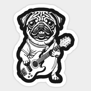 Rockstar Pug darkcolor Sticker